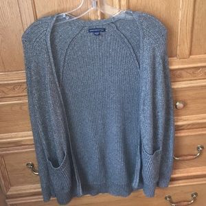 Green knitted cardigan